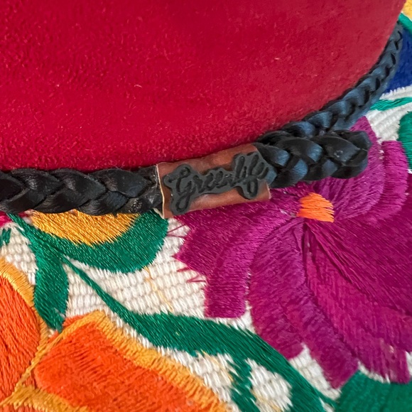 Vibrant Red Floral Embroidered Hat main image 6